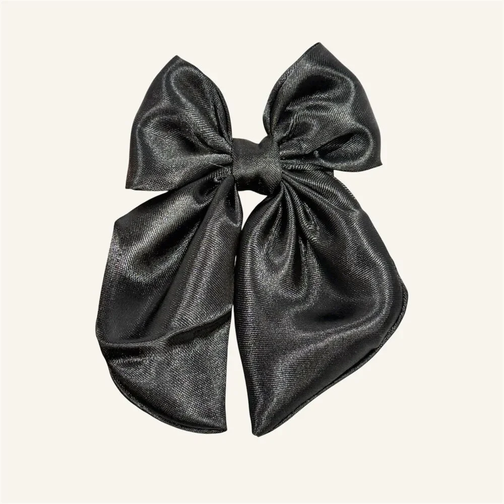 New Coquette black Satin hair bow for women and girls